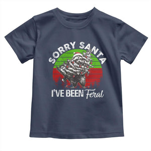 Raccoon Christmas Toddler T Shirt Sorry Santa I've Been Feral Retro Xmas Tree TS10 Navy Print Your Wear