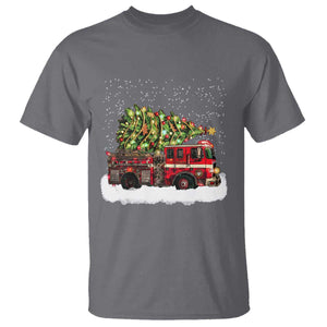 Fire Truck Christmas T Shirt Fireman Xmas Firefighter TS10 Charcoal Print Your Wear