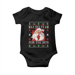 Funny Christmas Santa Baby Onesie Vintage Santa I Do It For The Ho's Ugly Christmas TS10 Black Print Your Wear