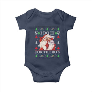 Funny Christmas Santa Baby Onesie Vintage Santa I Do It For The Ho's Ugly Christmas TS10 Navy Print Your Wear