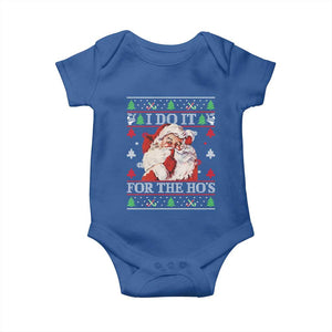 Funny Christmas Santa Baby Onesie Vintage Santa I Do It For The Ho's Ugly Christmas TS10 Royal Blue Print Your Wear