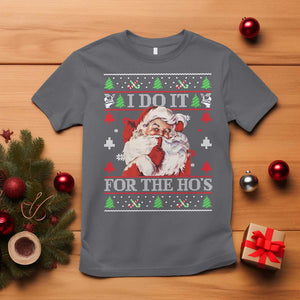 Funny Christmas Santa T Shirt Vintage Santa I Do It For The Ho's Ugly Christmas TS10 Charcoal Print Your Wear