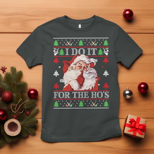 Funny Christmas Santa T Shirt Vintage Santa I Do It For The Ho's Ugly Christmas TS10 Dark Heather Print Your Wear