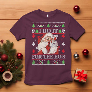 Funny Christmas Santa T Shirt Vintage Santa I Do It For The Ho's Ugly Christmas TS10 Maroon Print Your Wear
