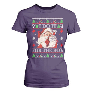 Funny Christmas Santa T Shirt For Women Vintage Santa I Do It For The Ho's Ugly Christmas TS10 Purple Print Your Wear