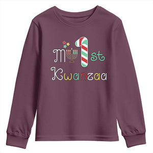 My 1st Kwanzaa Youth Sweatshirt Babys First Kwanzaa Kinara Gift TS10 Maroon Print Your Wear
