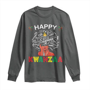 Happy Kwanzaa Long Sleeve Shirt African American Afro Queen Nguzo Saba TS10 Dark Heather Print Your Wear