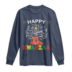 Happy Kwanzaa Long Sleeve Shirt African American Afro Queen Nguzo Saba TS10 Navy Print Your Wear