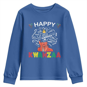 Happy Kwanzaa Youth Sweatshirt African American Afro Queen Nguzo Saba TS10 Royal Blue Print Your Wear