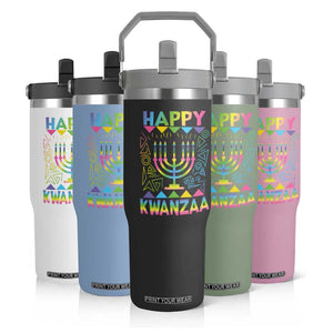 Happy Kwanzaa Flip Straw Tumbler Christmas African American Heritage Holiday Kinara Mazao TS10 Print Your Wear