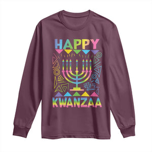 Happy Kwanzaa Long Sleeve Shirt Christmas African American Heritage Holiday Kinara Mazao TS10 Maroon Print Your Wear