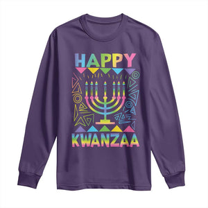 Happy Kwanzaa Long Sleeve Shirt Christmas African American Heritage Holiday Kinara Mazao TS10 Purple Print Your Wear