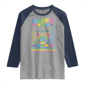 Happy Kwanzaa Raglan Shirt Christmas African American Heritage Holiday Kinara Mazao TS10 Sport Gray Navy Print Your Wear