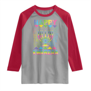 Happy Kwanzaa Raglan Shirt Christmas African American Heritage Holiday Kinara Mazao TS10 Sport Gray Red Print Your Wear