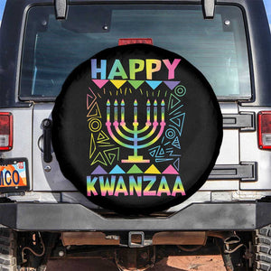 Happy Kwanzaa Spare Tire Cover Christmas African American Heritage Holiday Kinara Mazao TS10 No hole Black Print Your Wear