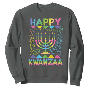 Happy Kwanzaa Sweatshirt Christmas African American Heritage Holiday Kinara Mazao TS10 Dark Heather Print Your Wear