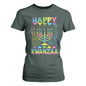 Happy Kwanzaa T Shirt For Women Christmas African American Heritage Holiday Kinara Mazao TS10 Dark Forest Green Print Your Wear
