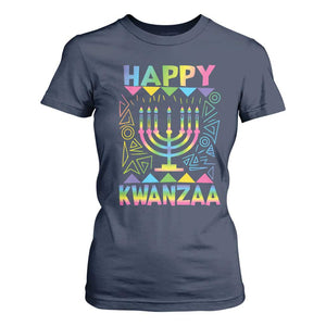 Happy Kwanzaa T Shirt For Women Christmas African American Heritage Holiday Kinara Mazao TS10 Navy Print Your Wear