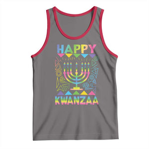 Happy Kwanzaa Tank Top Christmas African American Heritage Holiday Kinara Mazao TS10 Deep Heather Red Print Your Wear