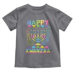 Happy Kwanzaa Toddler T Shirt Christmas African American Heritage Holiday Kinara Mazao TS10 Charcoal Print Your Wear