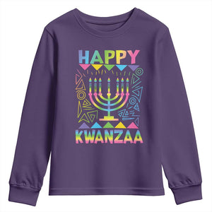 Happy Kwanzaa Youth Sweatshirt Christmas African American Heritage Holiday Kinara Mazao TS10 Purple Print Your Wear
