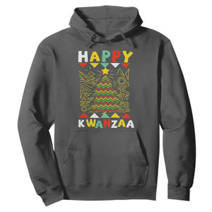 Happy Kwanzaa Christmas Hoodie African American Holiday Christmas Tree TS10 Dark Heather Print Your Wear