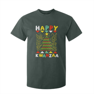Happy Kwanzaa Christmas T Shirt For Kid African American Holiday Christmas Tree TS10 Dark Forest Green Print Your Wear