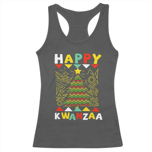 Happy Kwanzaa Christmas Racerback Tank Top African American Holiday Christmas Tree TS10 Dark Heather Print Your Wear
