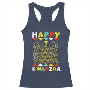 Happy Kwanzaa Christmas Racerback Tank Top African American Holiday Christmas Tree TS10 Navy Print Your Wear