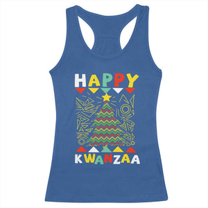 Happy Kwanzaa Christmas Racerback Tank Top African American Holiday Christmas Tree TS10 Royal Blue Print Your Wear