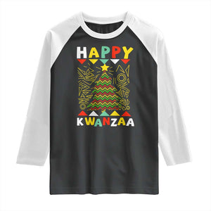 Happy Kwanzaa Christmas Raglan Shirt African American Holiday Christmas Tree TS10 Black White Print Your Wear