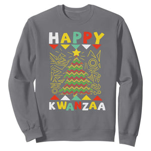 Happy Kwanzaa Christmas Sweatshirt African American Holiday Christmas Tree TS10 Charcoal Print Your Wear