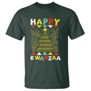 Happy Kwanzaa Christmas T Shirt African American Holiday Christmas Tree TS10 Dark Forest Green Print Your Wear