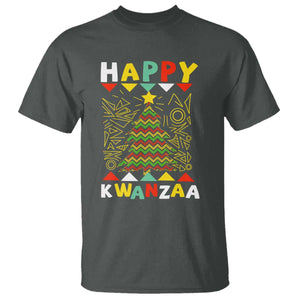 Happy Kwanzaa Christmas T Shirt African American Holiday Christmas Tree TS10 Dark Heather Print Your Wear