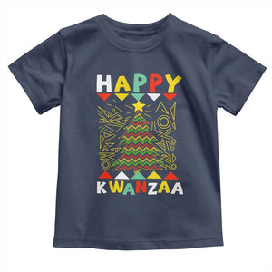 Happy Kwanzaa Christmas Toddler T Shirt African American Holiday Christmas Tree TS10 Navy Print Your Wear