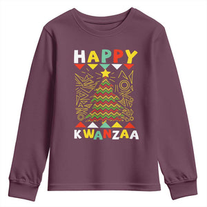 Happy Kwanzaa Christmas Youth Sweatshirt African American Holiday Christmas Tree TS10 Maroon Print Your Wear