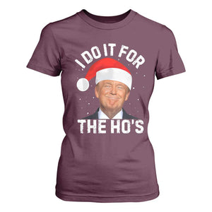 Funny Christmas Trump T Shirt For Women Vintage Santa I Do It For The Ho's TS10 Maroon Print Your Wear