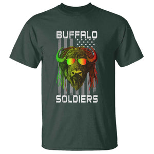 Retro Buffalo Soldiers T Shirt 9th and 10th Cavalry African American Heros USA Flag TS10 Dark Forest Green Print Your Wear