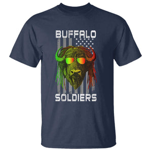 Retro Buffalo Soldiers T Shirt 9th and 10th Cavalry African American Heros USA Flag TS10 Navy Print Your Wear