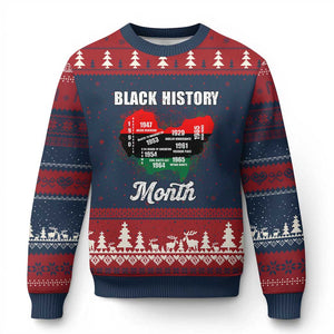 Black History Leaders Ugly Christmas Sweater African American Milestones Map Civil Right TS10 Navy Red Print Your Wear