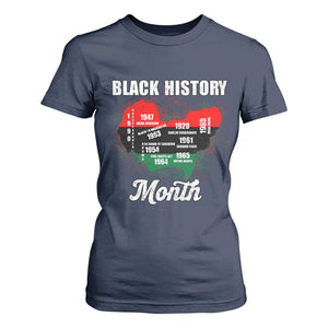 Black History Leaders T Shirt For Women African American Milestones Map Civil Right TS10 Navy Print Your Wear