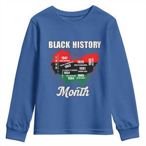Black History Leaders Youth Sweatshirt African American Milestones Map Civil Right TS10 Royal Blue Print Your Wear