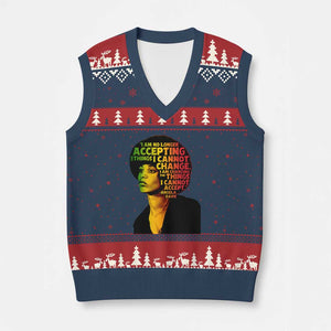 Angela Davis Inspirational Quote V-Neck Knit Sweater Vest Black History Month Afro Woman Activist TS10 Navy Red Print Your Wear