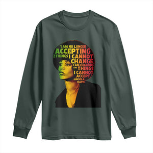Angela Davis Inspirational Quote Long Sleeve Shirt Black History Month Afro Woman Activist TS10 Dark Forest Green Print Your Wear