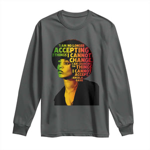 Angela Davis Inspirational Quote Long Sleeve Shirt Black History Month Afro Woman Activist TS10 Dark Heather Print Your Wear