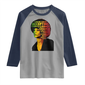 Angela Davis Inspirational Quote Raglan Shirt Black History Month Afro Woman Activist TS10 Sport Gray Navy Print Your Wear
