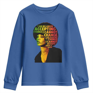 Angela Davis Inspirational Quote Youth Sweatshirt Black History Month Afro Woman Activist TS10 Royal Blue Print Your Wear