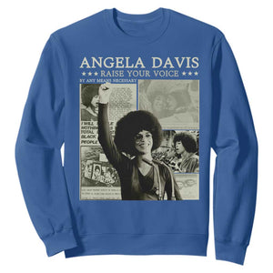 Black History Month Angela Davis Sweatshirt Raise Your Voice Feminist Human Rights TS10 Royal Blue Print Your Wear