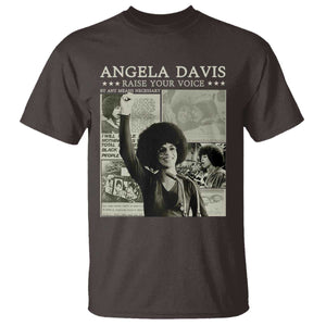 Black History Month Angela Davis T Shirt Raise Your Voice Feminist Human Rights TS10 Dark Chocolate Print Your Wear