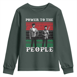 Vintage Black Panthers Party Youth Sweatshirt Power To The People Self Defense Black History TS10 Dark Forest Green Print Your Wear